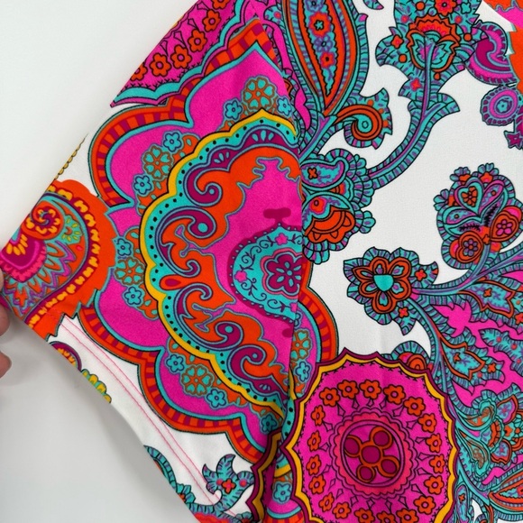 JUDE CONNALLY Shift Dress Stretch Paisley Pink Multi Tunic Dress Size Small - Picture 5 of 8